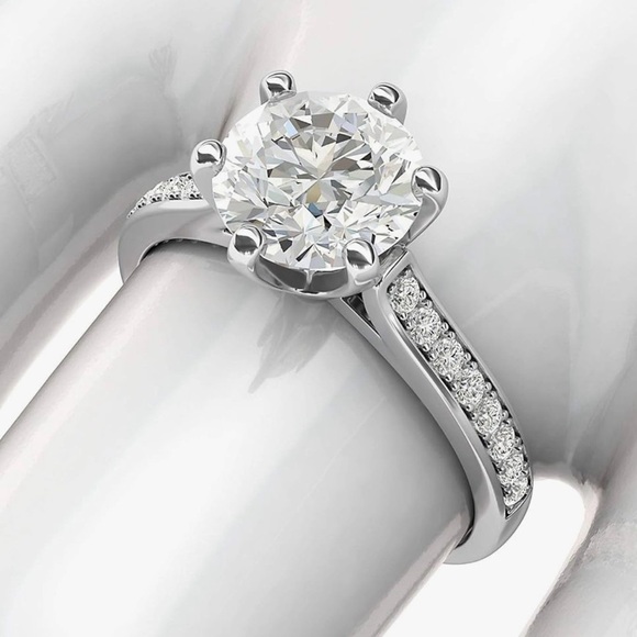 2 Carat Sterling Silver Classic 6-Prong Genuine Moissante Engagement/Bridal Ring - Picture 6 of 7